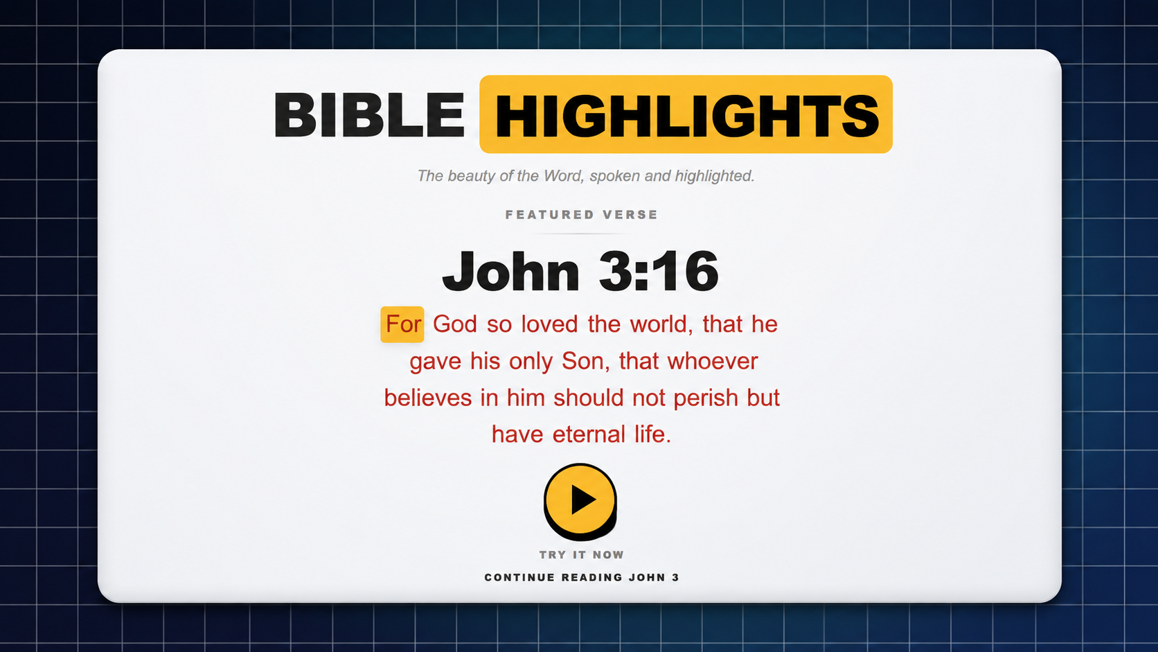 Bible Highlights John 3:16 synchronized audio preview