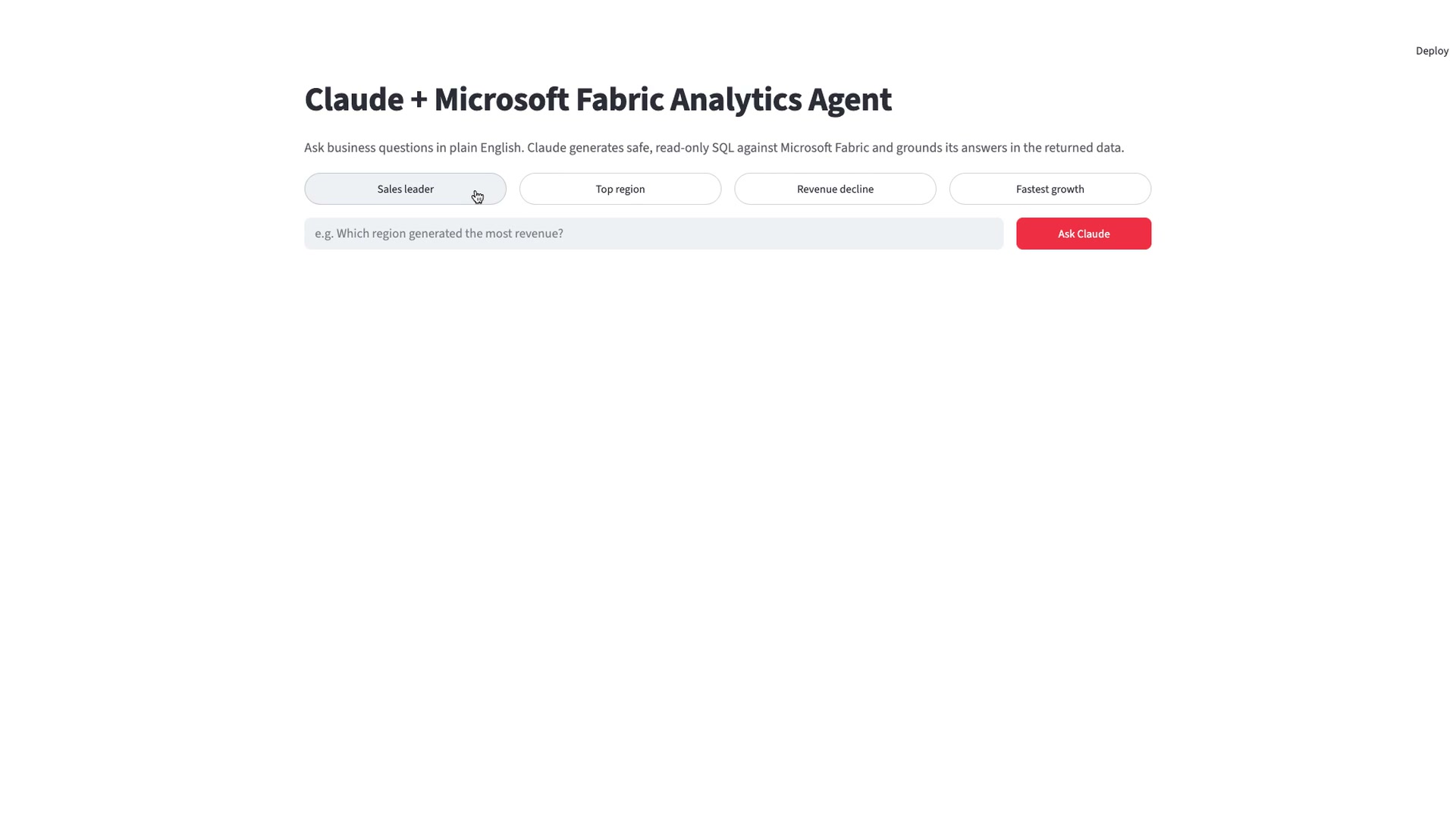 Claude + Microsoft Fabric Analytics Agent preview