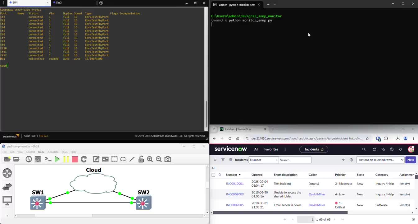 Automated network failure ticketing preview